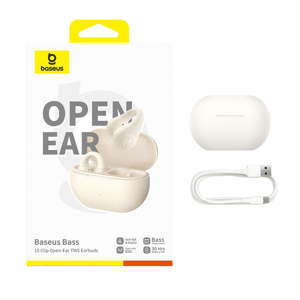 Handsfree Bluetooth Baseus Bass 15 Clip, TWS, White A00079500223-00