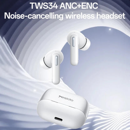 Handsfree Bluetooth Yesido TWS34, TWS, ANC, White