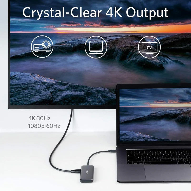 Anker USB-C Hub, 2 x USB-A 3.0 - 1 x HDMI - 1 x SD - 1 x microSD, Black A8334HA1