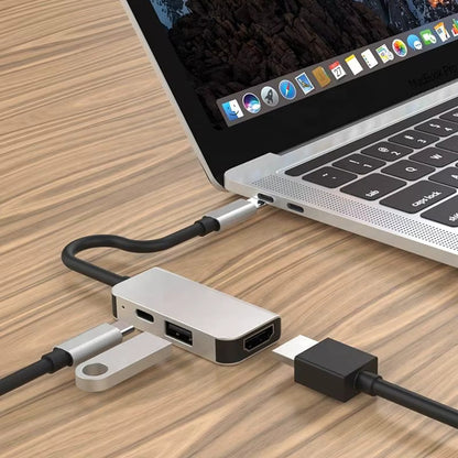 Techsuit H4 TurboChargeX USB-C Hub, 3in1, Gray