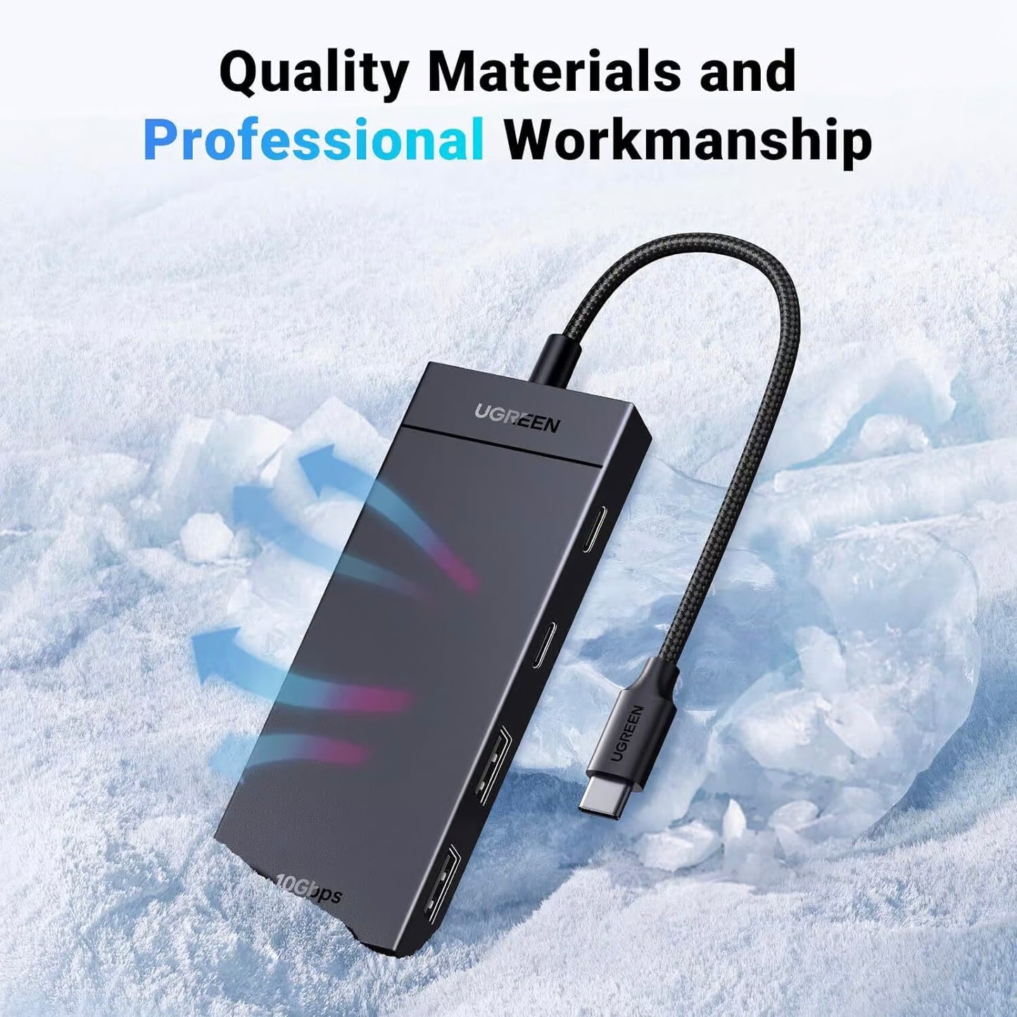 UGREEN CM416 USB-C Hub, 2 x USB-A 3.1 - 2 x USB-C, 0.25m, Black
