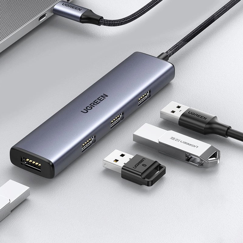 USB-C Hub UGREEN CM473, 4 x USB-A 3.0, 0.20m, Grey 