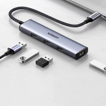 USB-C Hub UGREEN CM473, 4 x USB-A 3.0, 0.20m, Grey 