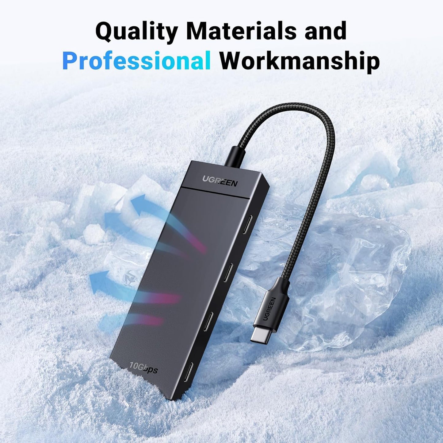 UGREEN CM806 USB-C Hub, 4 x USB-C, 0.5m, Black