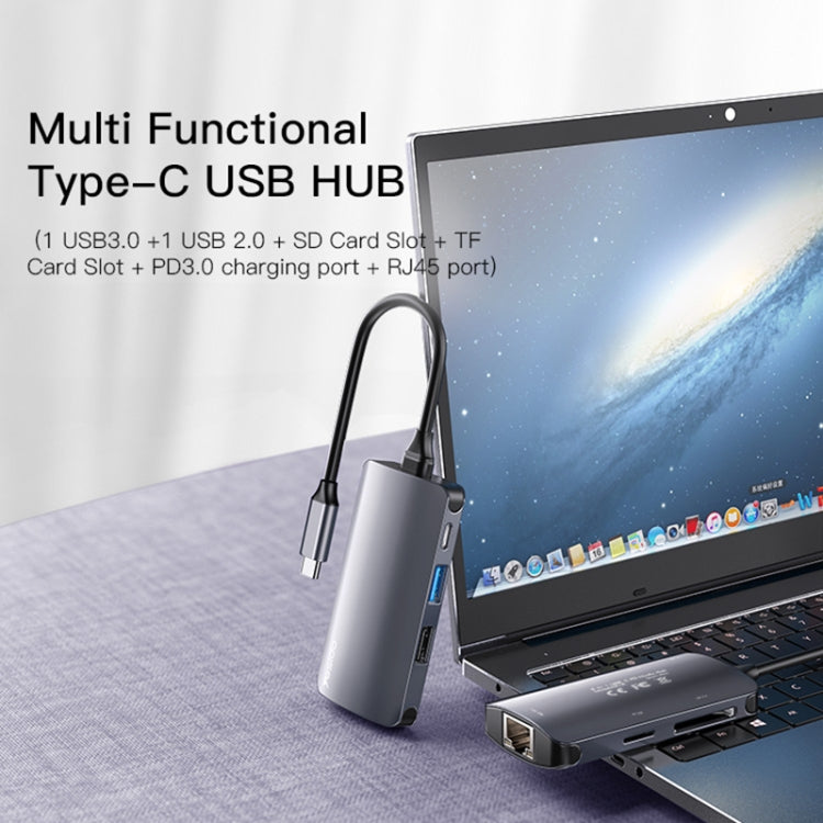 Yesido HB15 USB-C Hub, 6in1, Gray