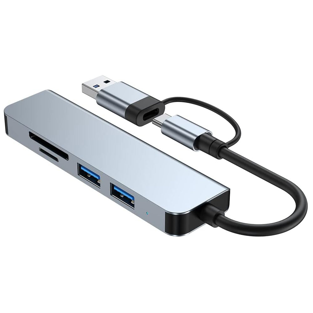 USB / USB-C Techsuit H7 DataBridge Hub, 5in1, Gray