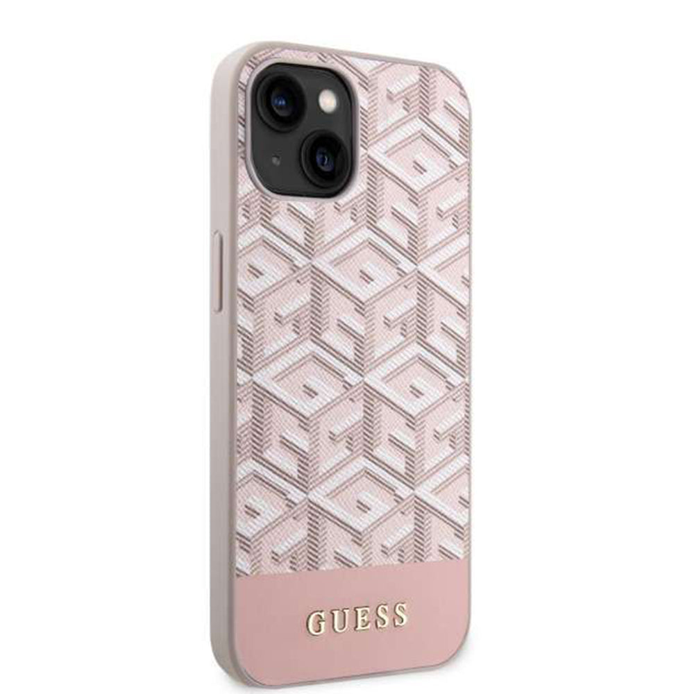 MagSafe Case for Apple iPhone 14, Guess, GCube Stripes, Pink
