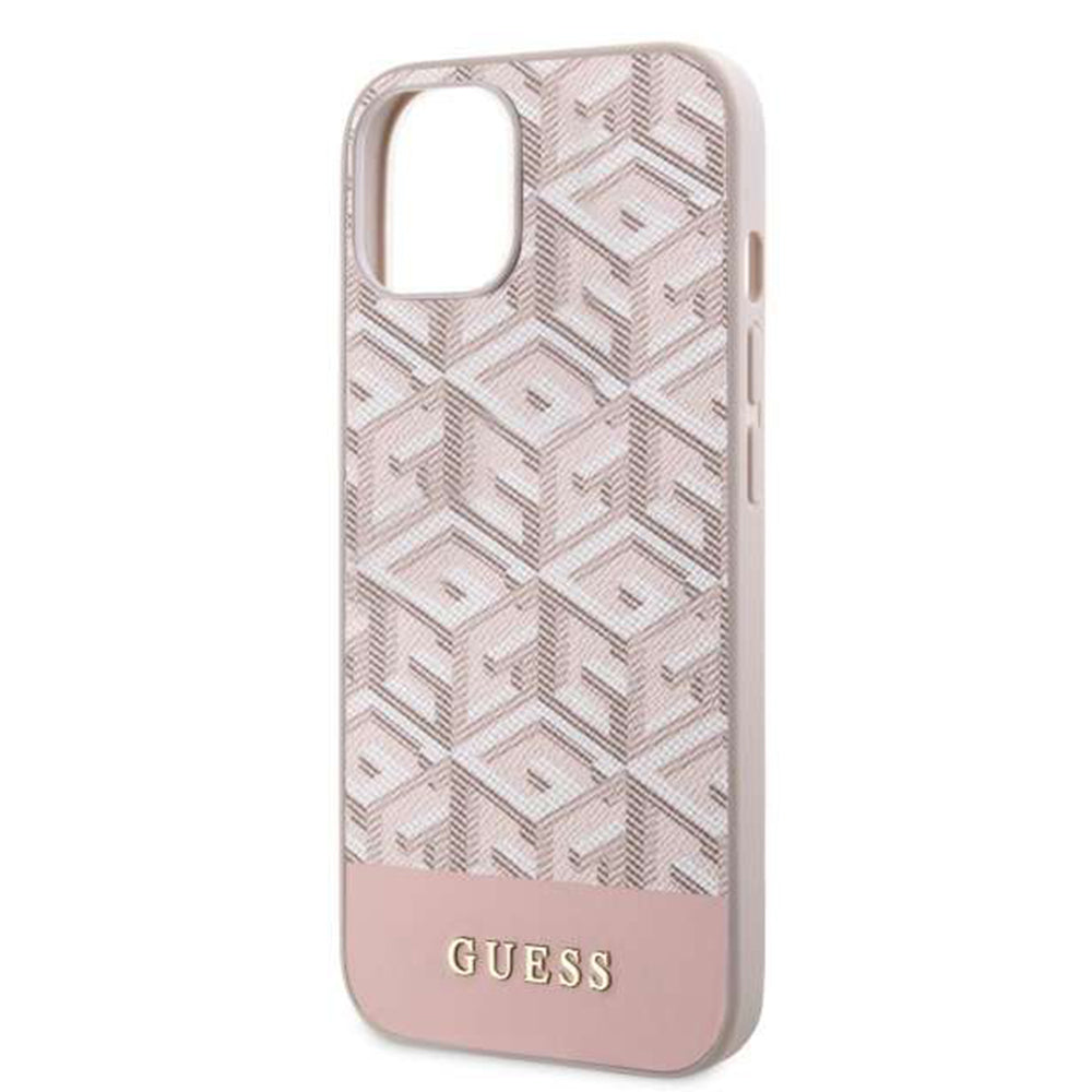 MagSafe Case for Apple iPhone 14, Guess, GCube Stripes, Pink