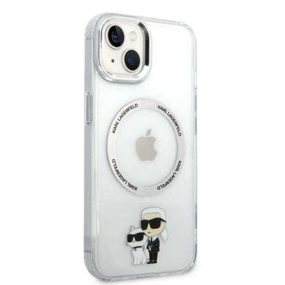 MagSafe Case for Apple iPhone 14 Plus, Karl Lagerfeld, Ikonik Karl & Choupette, Transparent