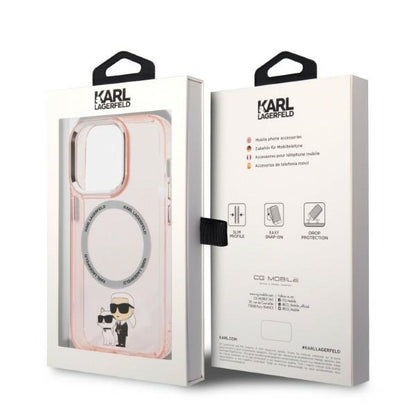 MagSafe Case for Apple iPhone 14 Pro, Karl Lagerfeld, Ikonik Karl & Choupette, Pink