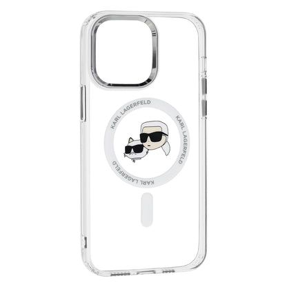 MagSafe Case for Apple iPhone 14 Pro Max, Karl Lagerfeld, IML Metal Karl & Choupette's Heads, White