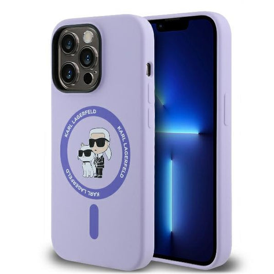 MagSafe Case for Apple iPhone 14 Pro Max, Karl Lagerfeld, Silicone Ring Karl & Choupette, Purple