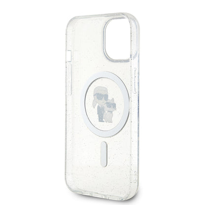 MagSafe Case for Apple iPhone 15, Karl Lagerfeld, Glitter, Transparent
