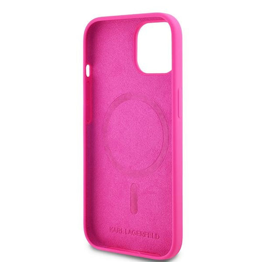 MagSafe Case for Apple iPhone 15, Karl Lagerfeld, Silicone Choupette's Head, Fuchsia