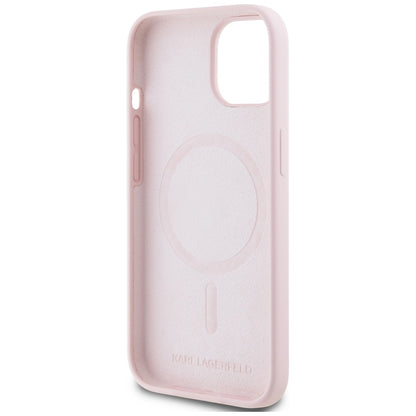 MagSafe Case for Apple iPhone 15, Karl Lagerfeld, Karl & Choupette Silicone, Pink