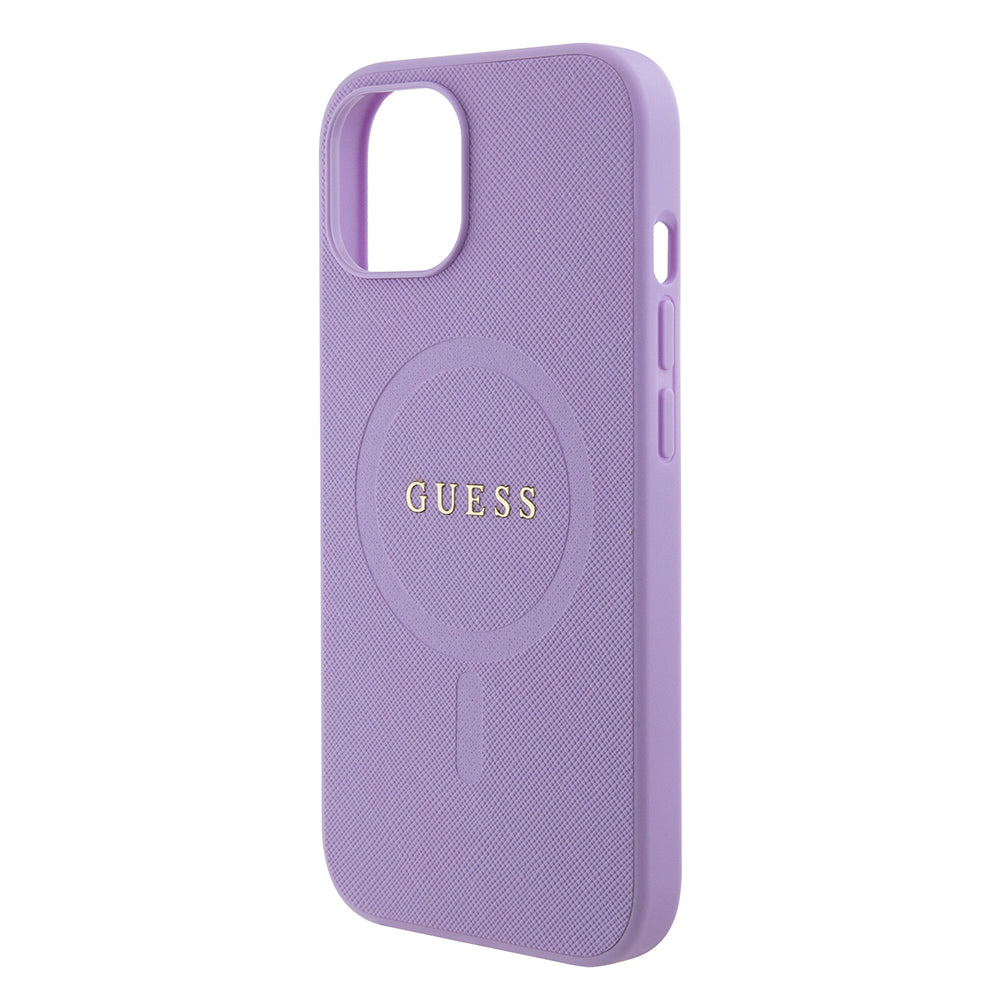 MagSafe Case for Apple iPhone 15 Plus, Guess, Saffiano, Purple