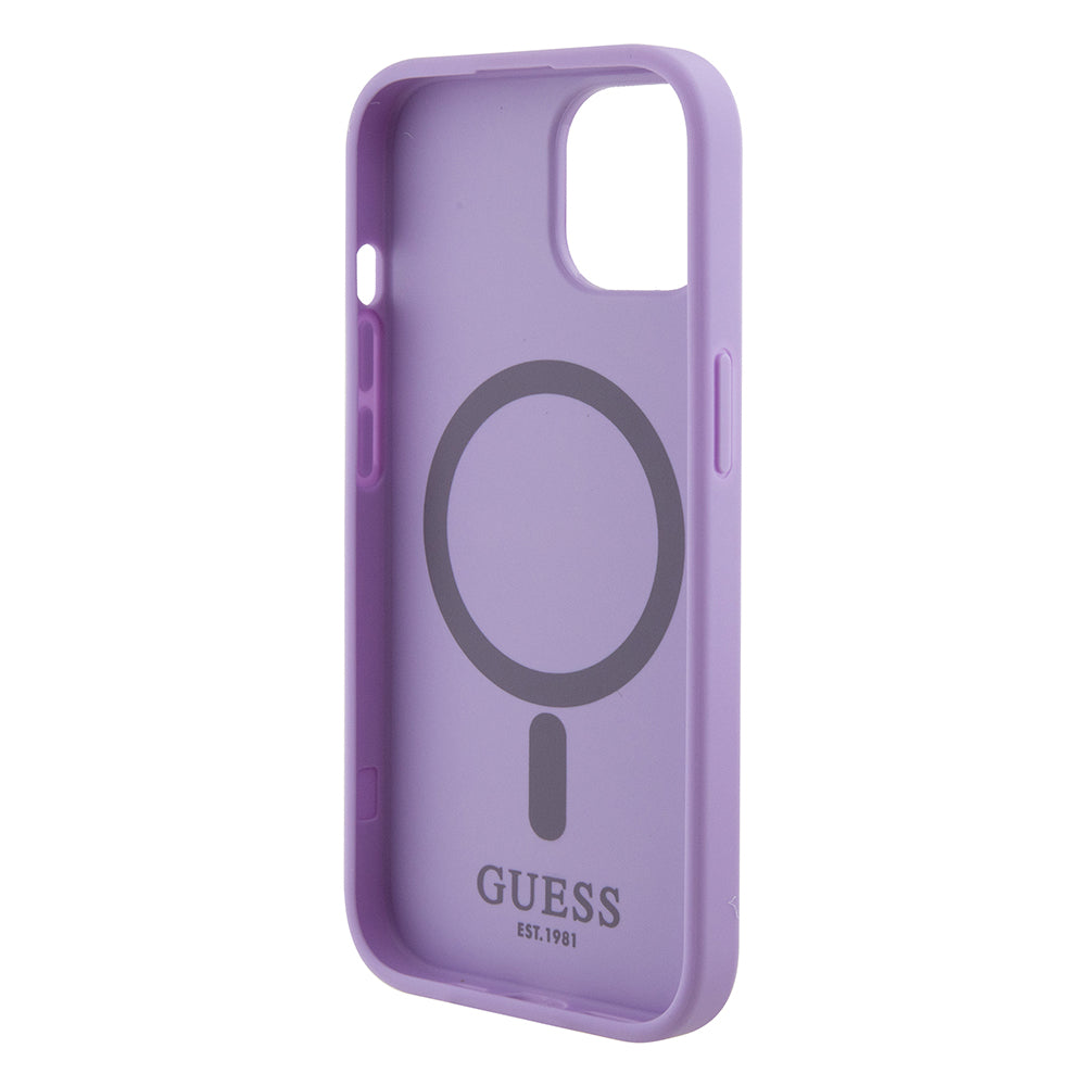 MagSafe Case for Apple iPhone 15 Plus, Guess, Saffiano, Purple