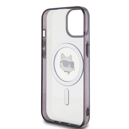 MagSafe Case for Apple iPhone 15 Plus, Karl Lagerfeld, IML Choupette's Head, Transparent