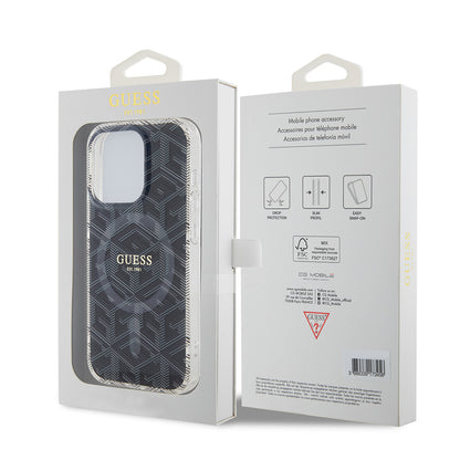 MagSafe Case for Apple iPhone 15 Pro, Guess, IML Gcube, Black