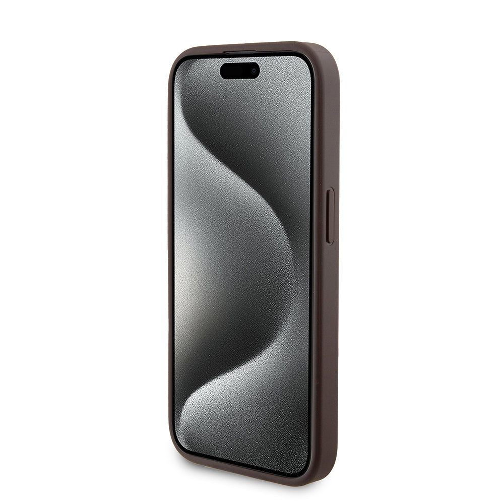 MagSafe Case for Apple iPhone 15 Pro, Guess, Powerbank 4G Metal Logo, Brown