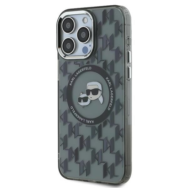 MagSafe Case for Apple iPhone 15 Pro, Karl Lagerfeld, IML Monogram Karl & Choupette's Heads, Black