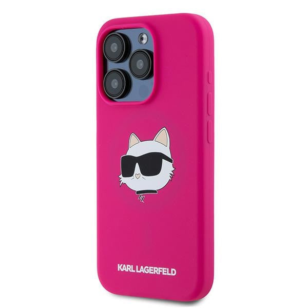 MagSafe Case for Apple iPhone 15 Pro, Karl Lagerfeld, Silicone Choupette's Head, Fuchsia