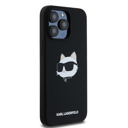 MagSafe Case for Apple iPhone 15 Pro, Karl Lagerfeld, Silicone Choupette's Head, Black