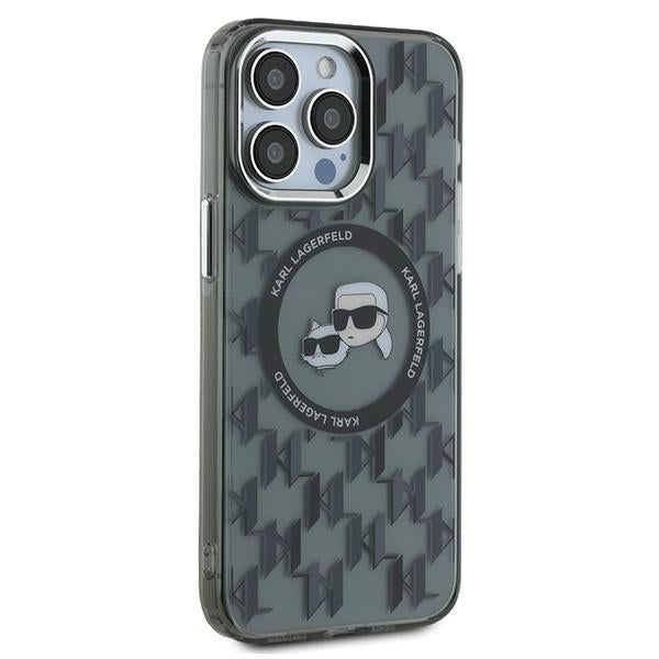 MagSafe Case for Apple iPhone 15 Pro Max, Karl Lagerfeld, IML Monogram Karl & Choupette's Heads, Black