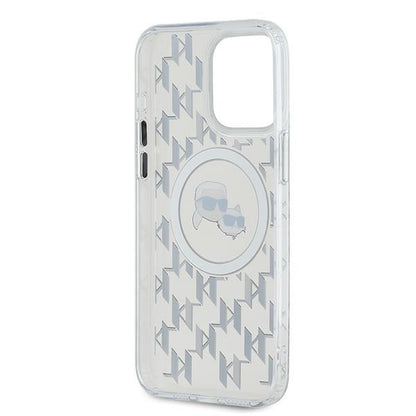 MagSafe Case for Apple iPhone 15 Pro Max, Karl Lagerfeld, IML Monogram Karl & Choupette's Heads, Transparent