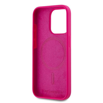 MagSafe Case for Apple iPhone 15 Pro Max, Karl Lagerfeld, Silicone Choupette's Head, Fuchsia