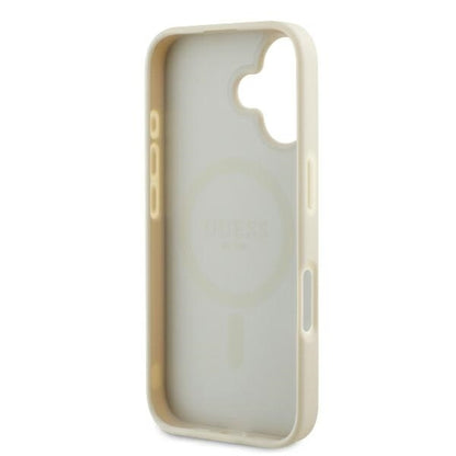 MagSafe Case for Apple iPhone 16, Guess, Grained Gold Ring, Beige