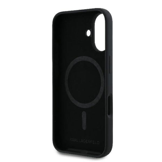 MagSafe Case for Apple iPhone 16 Plus, Karl Lagerfeld, Silicone Ring Karl & Choupette, Black