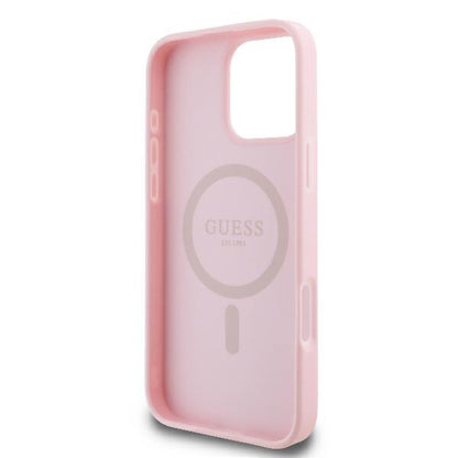 MagSafe Case for Apple iPhone 16 Pro, Guess, Peony Script, Pink
