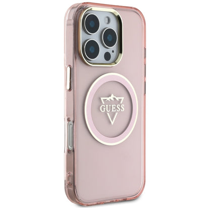 MagSafe Case for Apple iPhone 16 Pro Max, Guess, IML Metal Mountain Logo, Pink