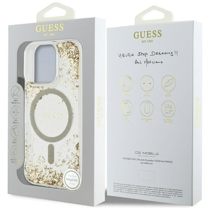 MagSafe Case for Apple iPhone 16 Pro Max, Guess, Resin Bottom Glitter, Gold