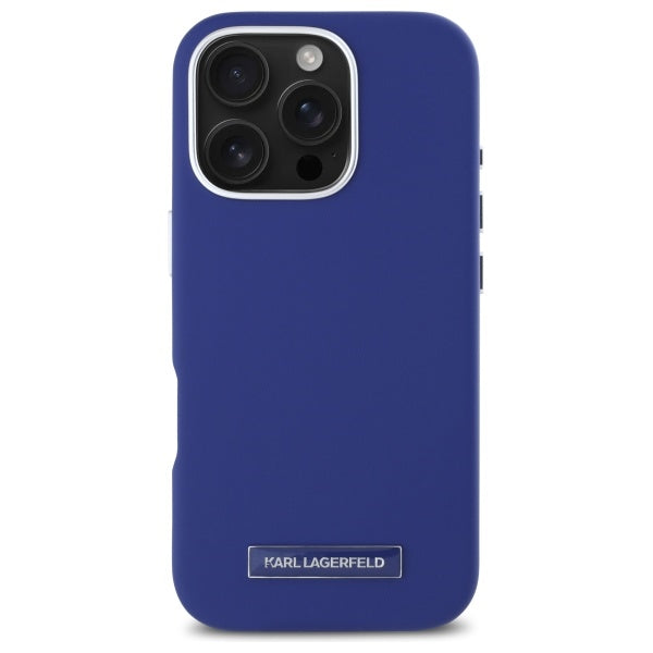 MagSafe Case for Apple iPhone 16 Pro Max, Karl Lagerfeld, FW Metal Plate, Blue