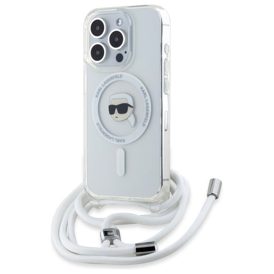 MagSafe Case for Apple iPhone 16 Pro Max, Karl Lagerfeld, IML Crossbody Karl's Head, Transparent