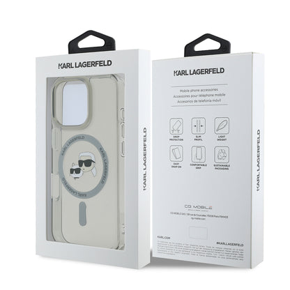 MagSafe Case for Apple iPhone 16 Pro Max, Karl Lagerfeld, IML Metal Karl & Choupette's Heads, Black