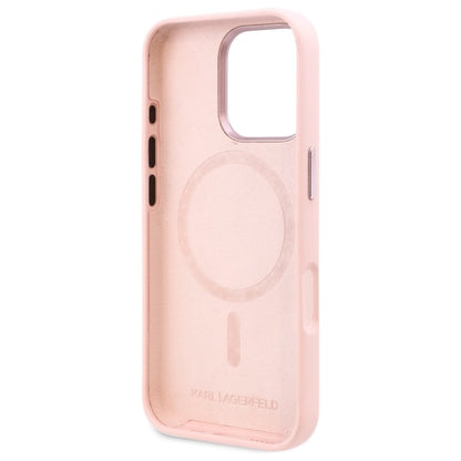 MagSafe Case for Apple iPhone 16 Pro Max, Karl Lagerfeld, Silicone Shadow Metal Initial, Pink