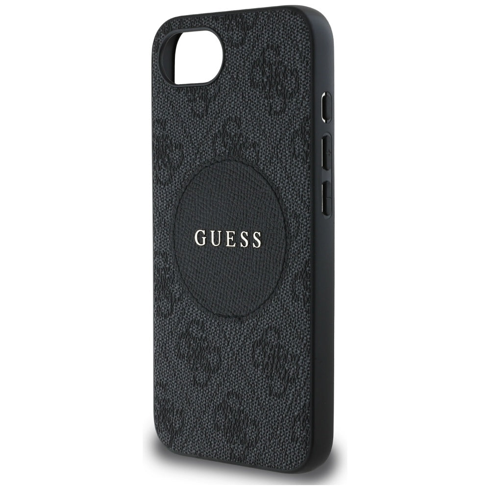 MagSafe Case for Apple iPhone 16e, Guess, 4G Circle Classic Logo, Black