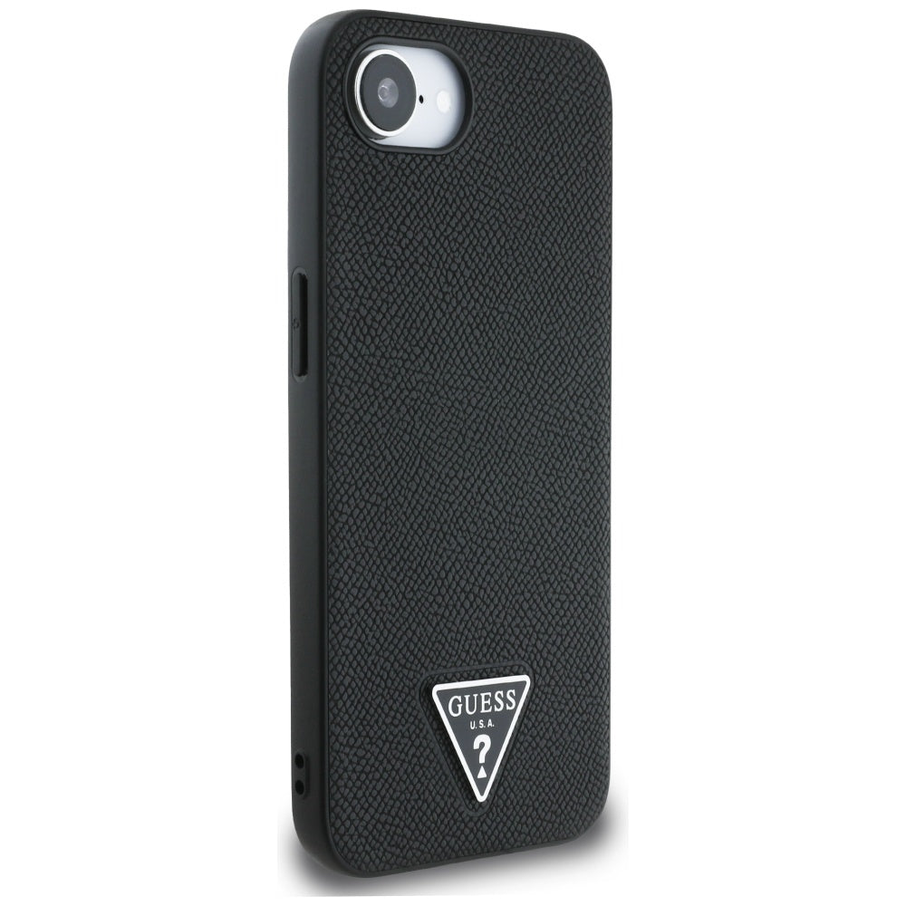 MagSafe Case for Apple iPhone 16e, Guess, Grained Triangle Logo, Black