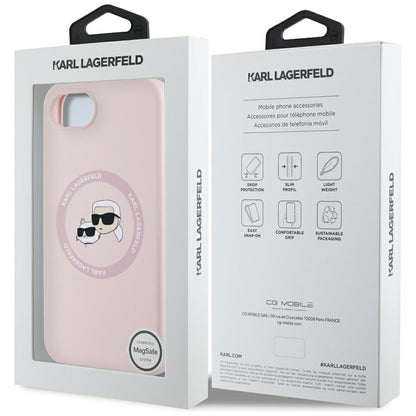 MagSafe Case for Apple iPhone 16e, Karl Lagerfeld, Silicone Karl & Choupette's Heads, Pink