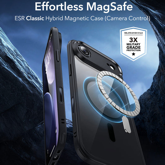 MagSafe Case for Apple iPhone 17 Air, ESR, Classic Hybrid, Transparent Black