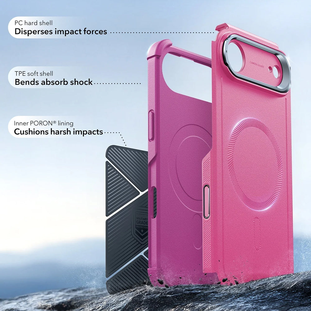 MagSafe Case for Apple iPhone 17 Air, ESR, Cyber Armor Kickstand, Pink
