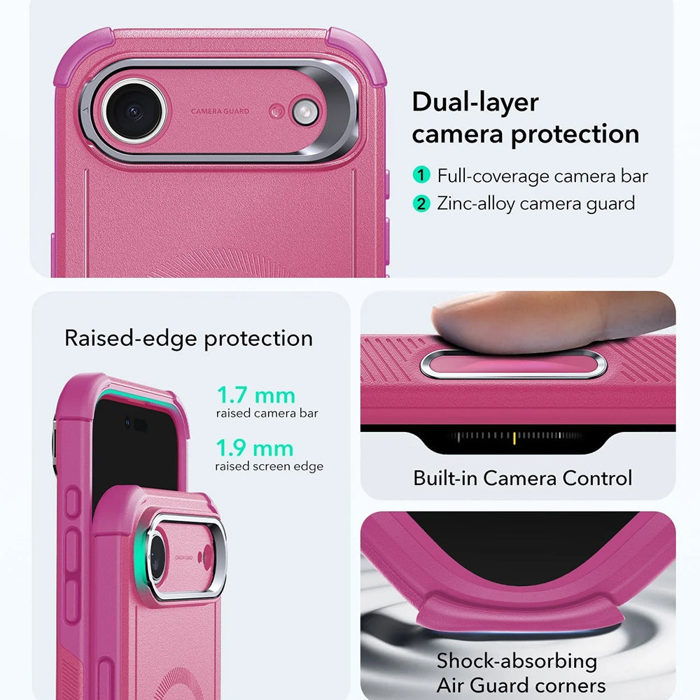 MagSafe Case for Apple iPhone 17 Air, ESR, Cyber Armor Kickstand, Pink