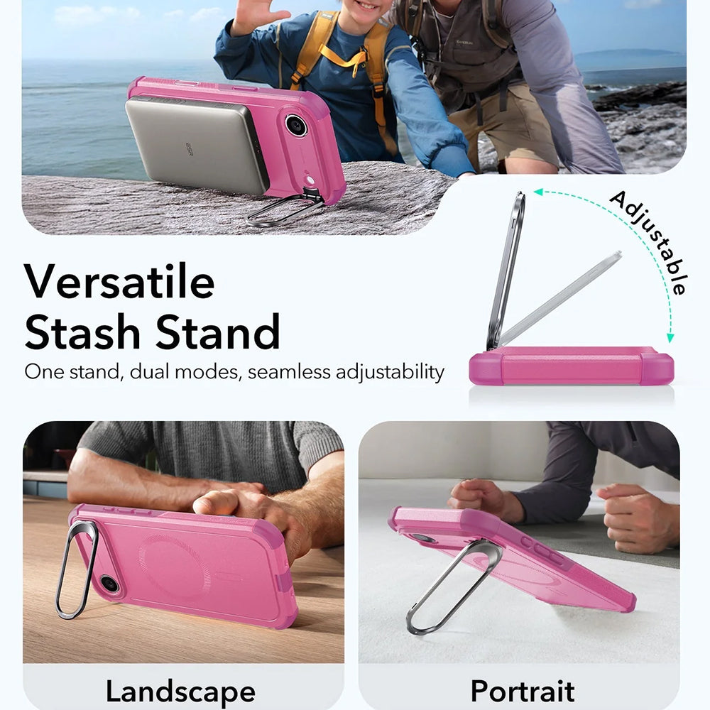 MagSafe Case for Apple iPhone 17 Air, ESR, Cyber Armor Kickstand, Pink