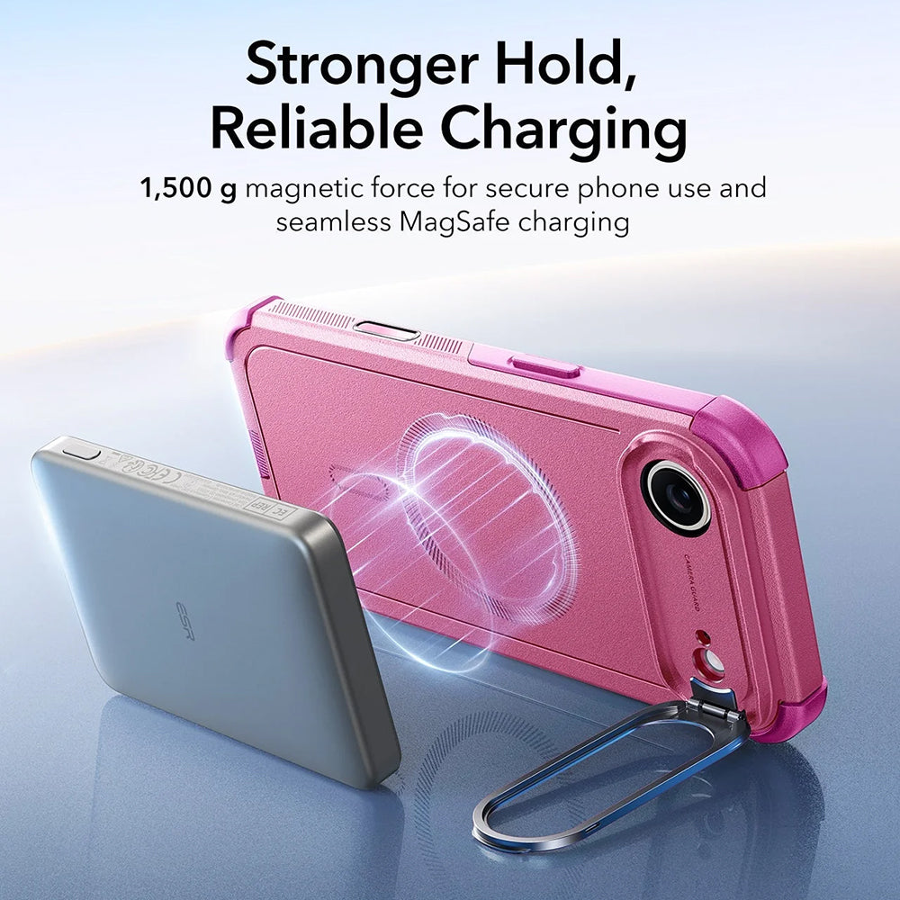 MagSafe Case for Apple iPhone 17 Air, ESR, Cyber Armor Kickstand, Pink