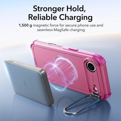 MagSafe Case for Apple iPhone 17 Air, ESR, Cyber Armor Kickstand, Pink