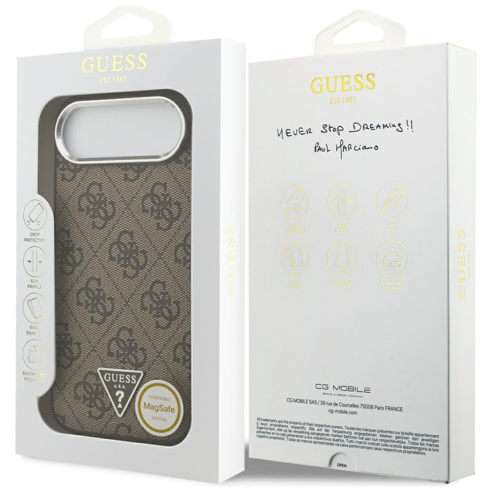 MagSafe Case for Apple iPhone 17 Air, Guess, 4G Triangle Logo, Silver Brown