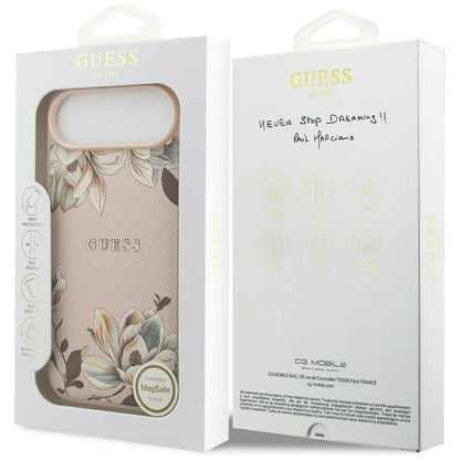 MagSafe Case for Apple iPhone 17 Air, Guess, Grained Flowers, Pink